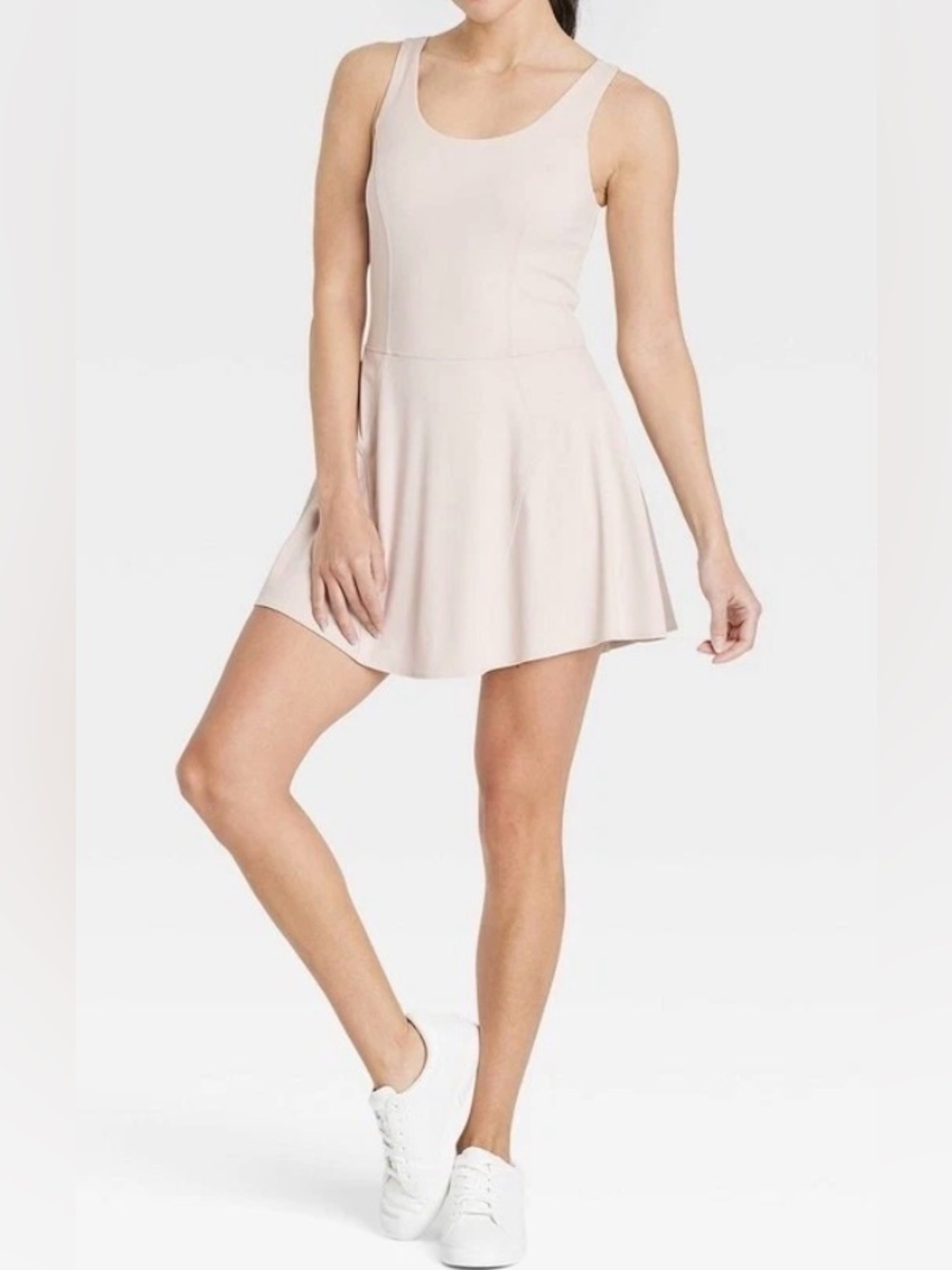 Women's Knit Lace up Detail Active Dress - JoyLab™ moon tan size small